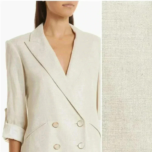 NWT Veronica Beard Parineti Linen Metallic Cream Silver Dickey Blazer Jacket 2 - Picture 3 of 16